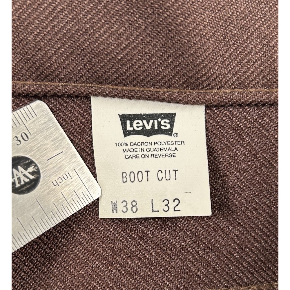 VTG Levi's Gold Tab Brown Polyester Flare Pants Mens Disco 70s USA VTG 38x31 - Picture 3 of 9